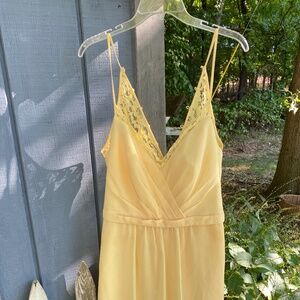 Canary Yellow Chiffon Lace Dress - 12 NWT
